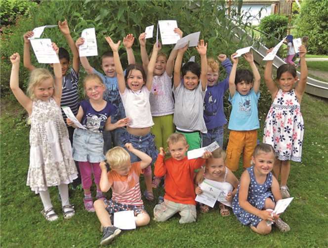 Der Lieblingsplatz der Kinder wurde erkundet und auf einem Foto festgehalten.privat