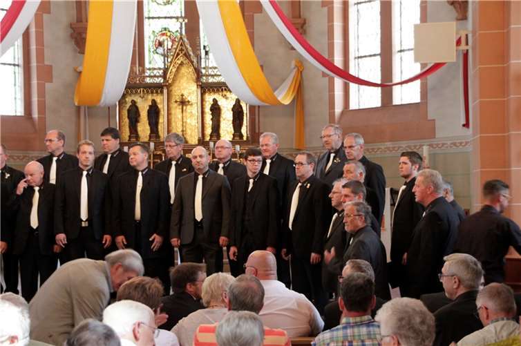 Der MGV CÄCILIA Gackenbach bei den 6. Horbacher Chortagen in 2017, der Chor konnte ein Silber-Diplom erreichen.  Foto: privat