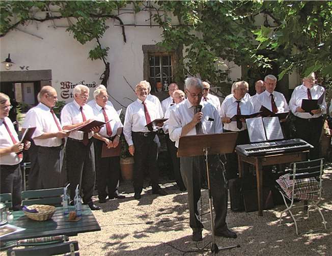 Der MGV Liedertafel gestaltete das diesjährige Bad Breisiger Sonntagskonzert unter lauschigem Blätterdach. privat