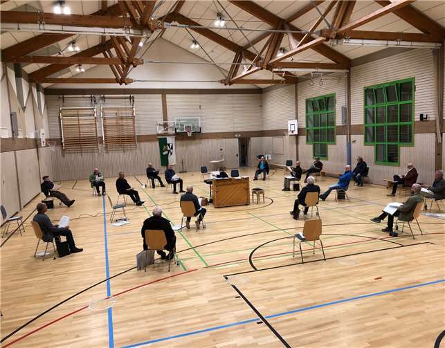 Der Männergesangsverein Cäcilia probte in der Zwischenzeit in der Sonnenring Halle. Foto: privat