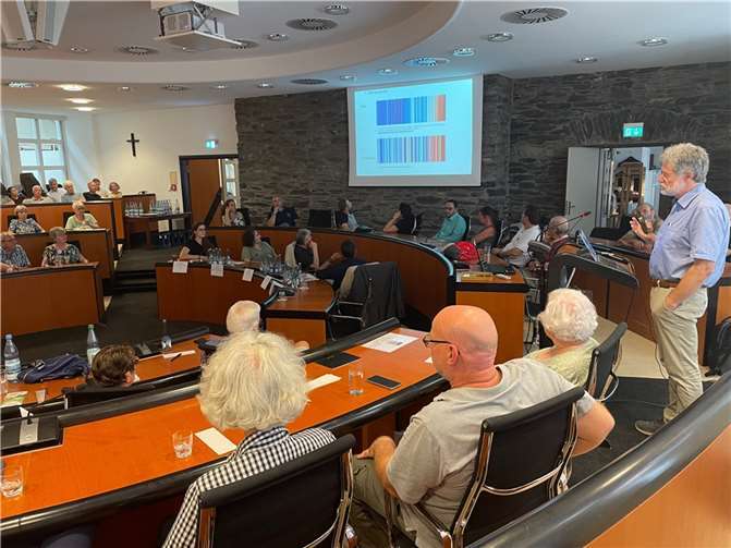 Der Mainzer Sozialethiker Prof. Dr. Gerhard Kruip ging im Ratssaal auf das Thema „Klimawandel als soziale Frage“ ein.  Foto: Rüdiger Schäfer