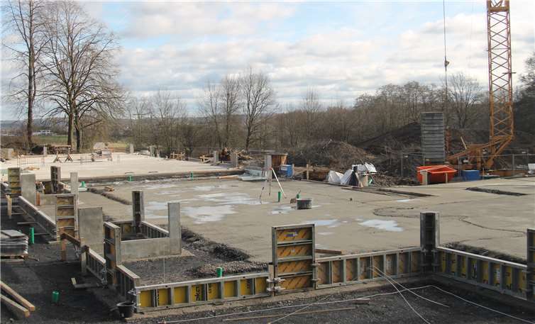 Der Neubau der Kita in Horressen geht bei mildem Winterwetter zügig voran. Es ist die größte Einzelmaßnahme im Haushalt 2020, insgesamt stehen 5,3 Mio. Euro für das Bauprojekt bereit. Fotos: privat