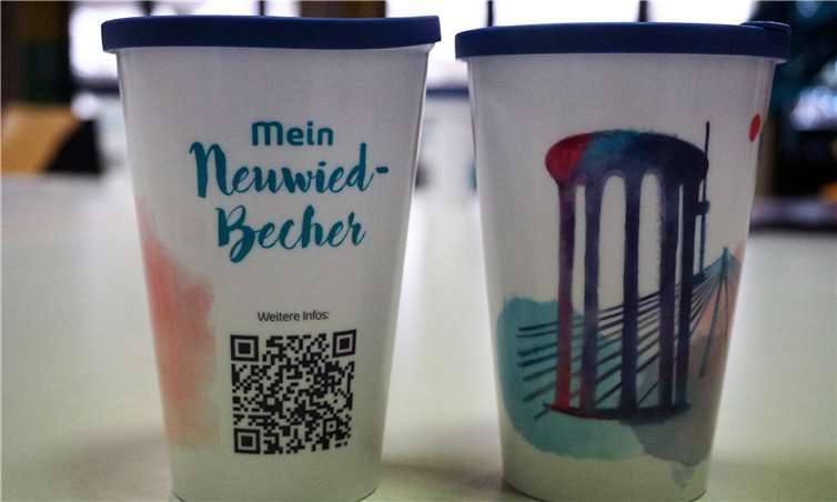 Der Neuwied-Becher im Design der Neuwieder Wahrzeichenbesteht auf einem hochwertigen, thermoplastischen Kunststoff.
