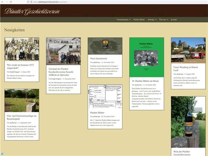 Der Plaidter Geschichtsverein hat wieder eine Homepage! Foto: privat