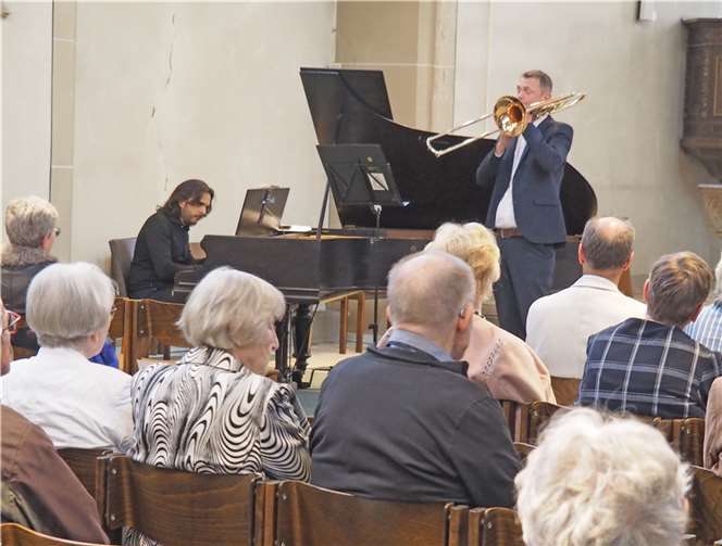 Der Posaunist Christoph Dissinger vom Heeremusikchor Koblenz und der Pianist Maurizio Deiana boten unter dem Motto „Reflected Mood“ ein buntes Programm beliebter Stücke und Melodien vom Barock bis ins 20. Jahrhundert. Foto: privat
