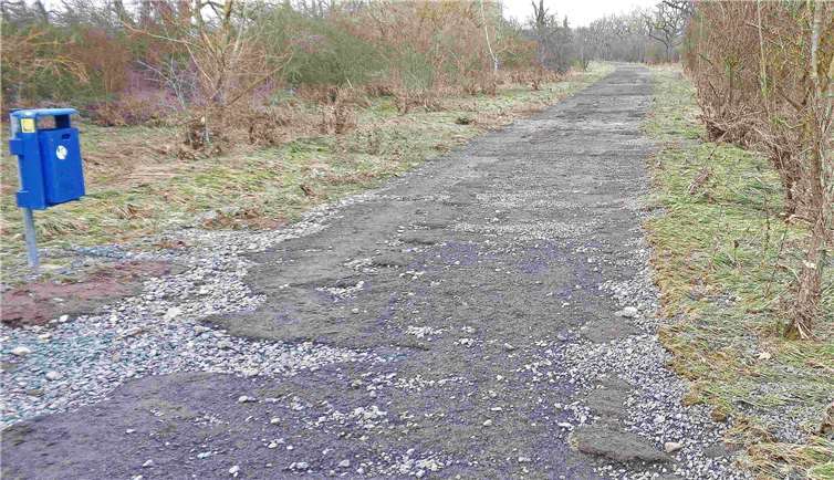Der Radweg im Engerser Feld ist beschädigt.Foto: Stadt Neuwied