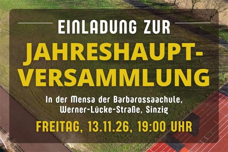 Der SC Sinzig lädt zur diesjährigen Jahreshauptversammlung ein