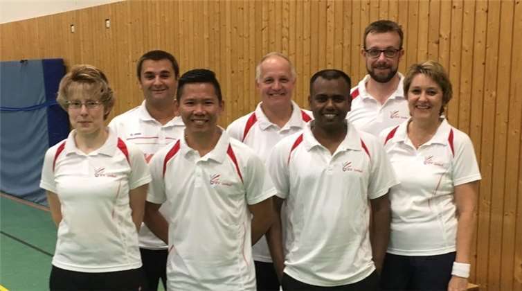 Der SV Unkel 1 mit Sandra Schreiber, Skender Bunjaku, Custer Aranas, Claus Schulte, Arun Karuvelil, Olaf Radcke und Claudia Bauch (es fehlt auf dem Foto Natalie Willsch). privat