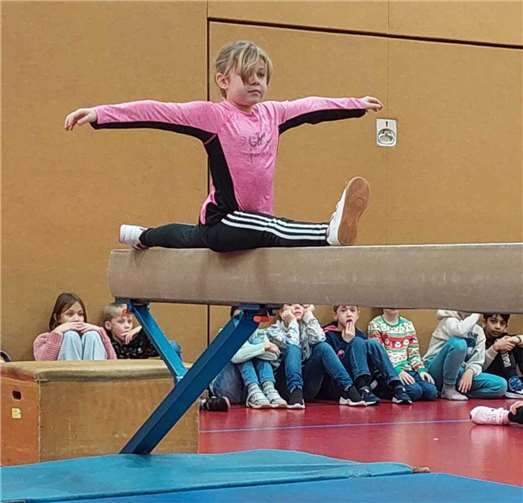 Der Schulgemeinschaft wurde das turnerische Können gezeigt.