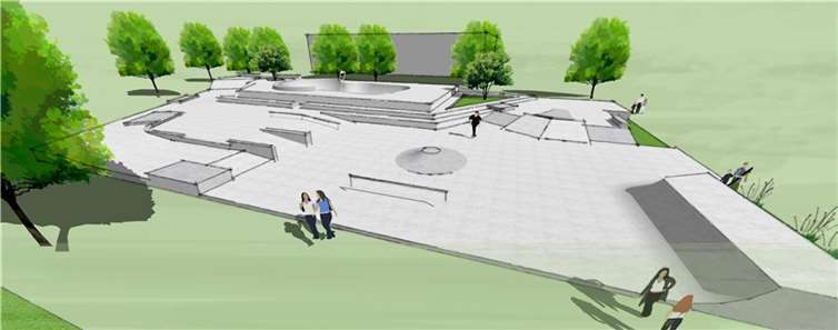 Der Skatepark in einer Skizze - Ende des zweiten Quartals sollen die Arbeiten losgehen.  Foto: Betonlandschaften / Maier Landschaftsarchitektur