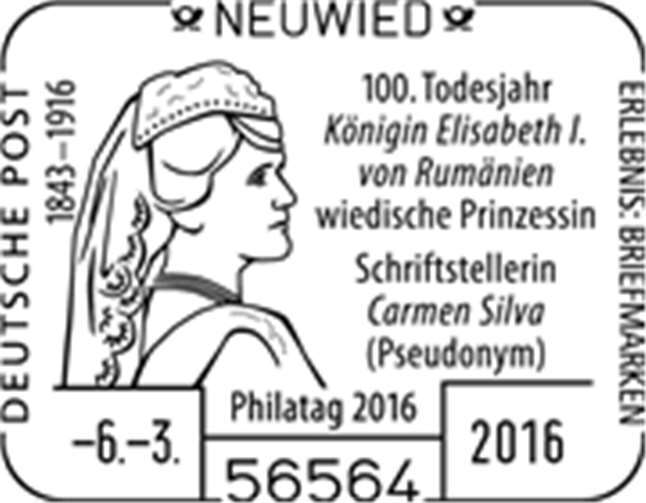 Der Sonderstempel zur rumänischen Königin Elisabeth I. privat