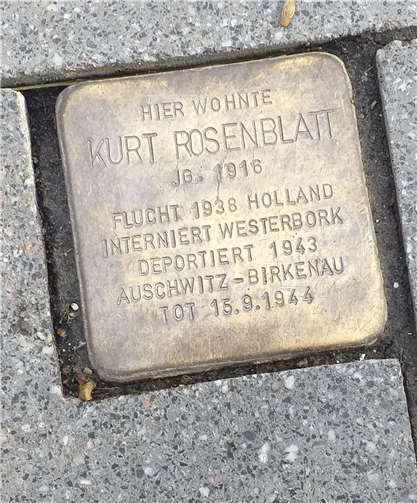 Der Stolperstein von Kurt Rosenblatt ist wieder zurück. Foto: privat