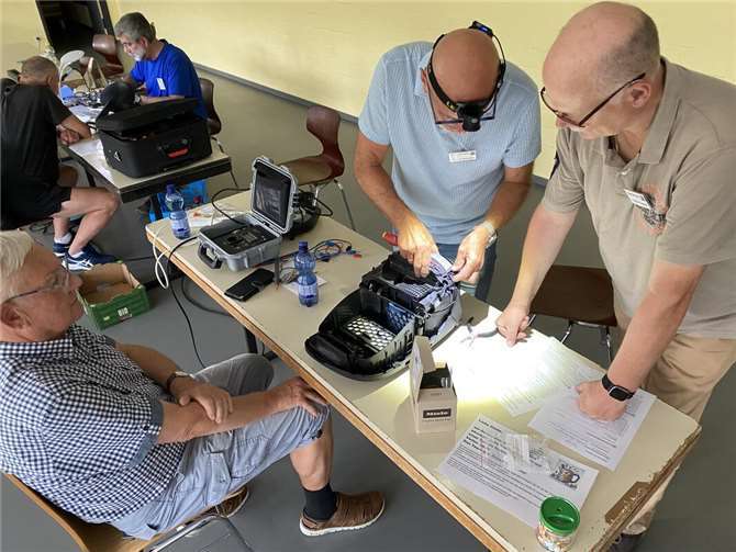Der „Tröötetempel“ der Turnhalle wurde zur Selbsthilfewerkstatt. Foto: Kulturstadt Unkel/Simone Schwamborn