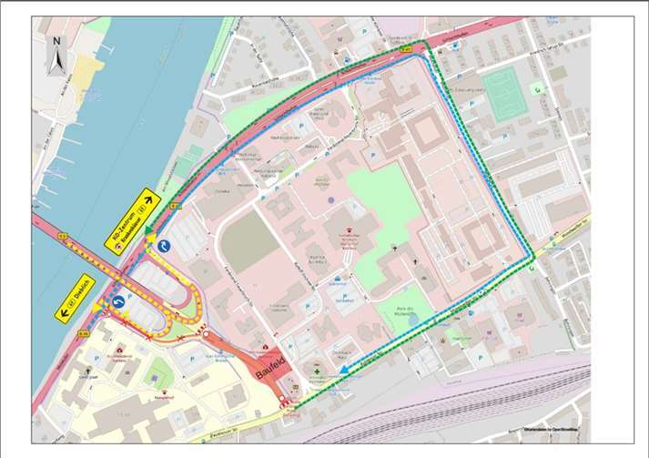 Der Umleitungsplan (Bauphase I). Quelle: Stadt Koblenz/Hoefer Esther