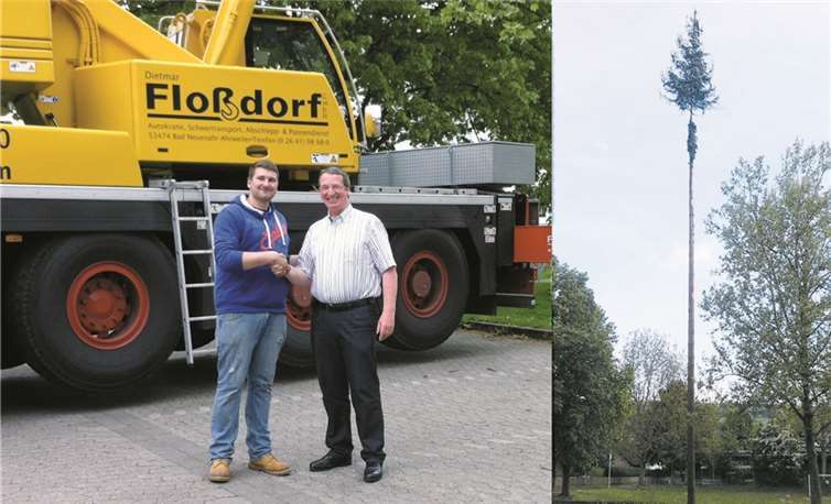 Der Vorsitzende des Junggesellenvereins, Nico Schmitz (linkes Bild, links), und der Vorsitzende des Gewerbevereins, Hans-Otto Schade (linkes Bild, rechts).privat