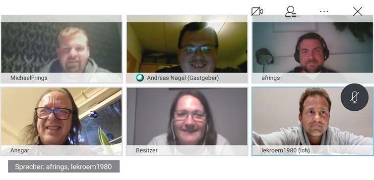 Der Vorstand der KG Rheinbreitbach beim virtuellen Treffen zur Sessionsplanung 2020/21. Foto: privat
