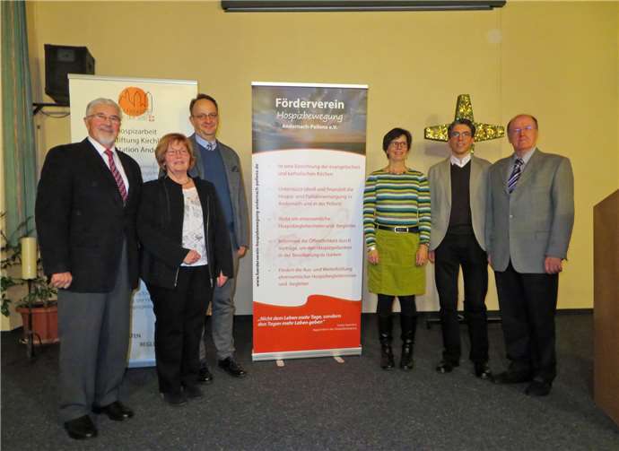 Der Vorstand des Fördervereins Hospizbewegung Andernach-Pellenz e.V. (von links): Bernhard Ickenroth, Hannelore Bermel, Dr. med. Thomas Dyong, Claudia Klein, Michael Stoer, Dr. Peter Holly. Nicht im Bild: Helmut Cordes und Hedi Thelen. MKA