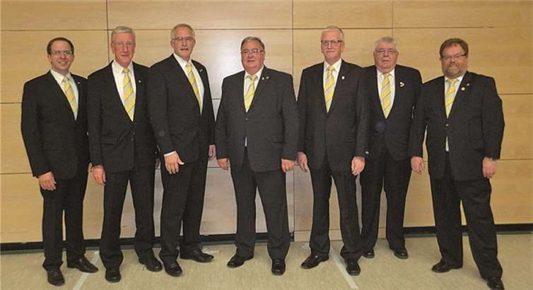 Der Vorstand von links: Andreas Mattlener, Albert Weiler, Winfried Engel, 1. Vors. Hans-Dieter Bengel, Alois Weiler, Hans-Josef Engel und Wolfgang Escher. privat