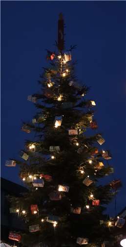 Der Weihnachtsbaum auf dem Gottfried-Velten-Platz.