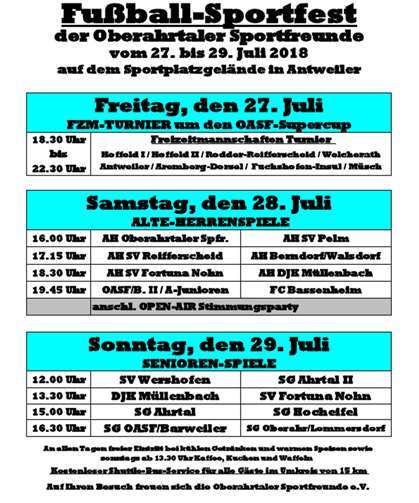 Der Zeitplan für das Fußball-Sportfest. privat