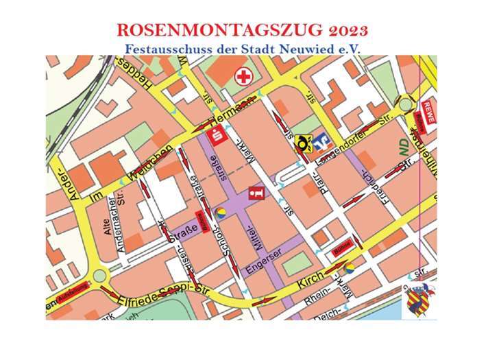 Endlich wieder Karneval in der Neuwieder Innenstadt! Der Zugweg in der Übersicht. Foto: Festausschuss der Stadt Neuwied e. V.
