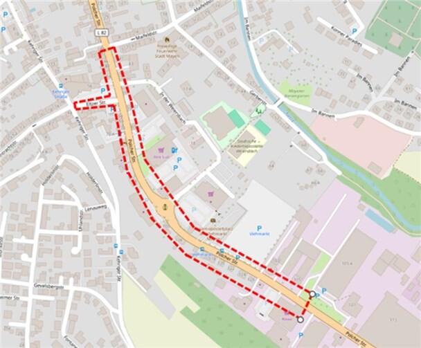 Der betroffene Abschnitt in der Polcher Straße. Grafik: Michael Guthart