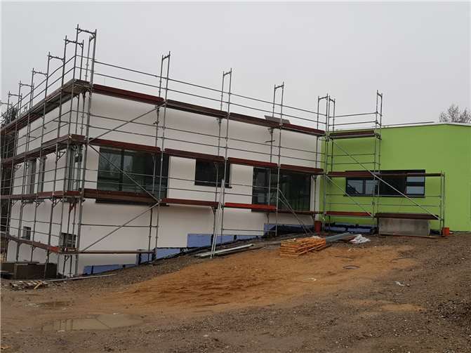 Der fast fertige Neubau der Kindertagesstätte Lohweghat ein Investitionsvolumen von 3,7 Mio. Euro. Foto: GM
