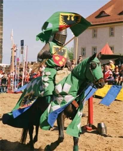 Der grüne Ritter gibt sein Bestes beim Wettbewerb. privat