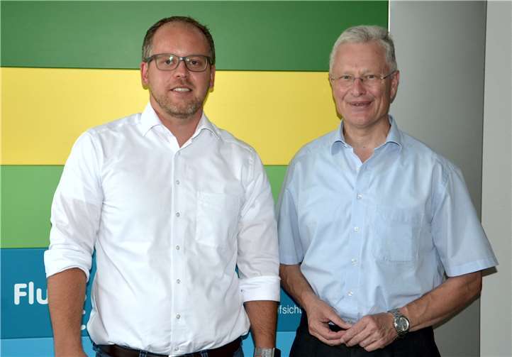 Der hauptamtliche Erste Beigeordnete des Landkreises Mainz-Bingen, Steffen Wolf (links), traf sich mit Landrat Frank Puchtler im Kreishaus in Bad Ems zum Erfahrungsaustausch.Uwe Rindsfüßer