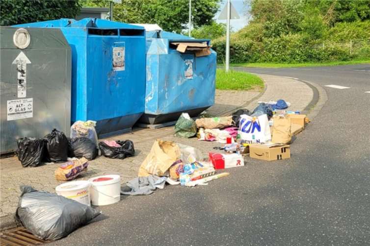 Der illegal entsorgte Müll in der Straße zur Bergpflege in Kesselheim.  Quelle: WGS Kesselheim