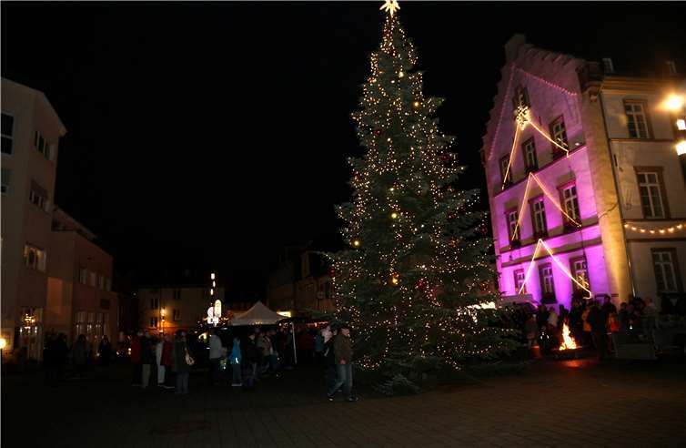 Der illuminierte Weihnachtsbaum.