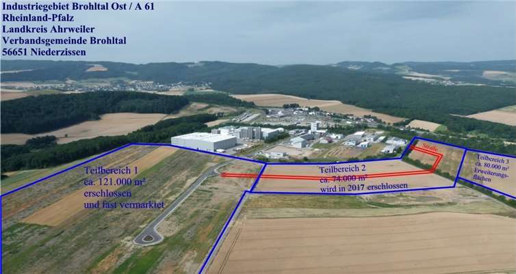 Der jetzt fertiggestellte zweite Teilbereich im II. Bauabschnitt ergänzt das Industriegebiet Brohltal Ost/A 61.