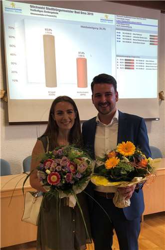 Der künftige Stadtbürgermeister Oliver Krügel mit seiner Partnerin Jessica Meurer. Foto: CDU Bad Ems