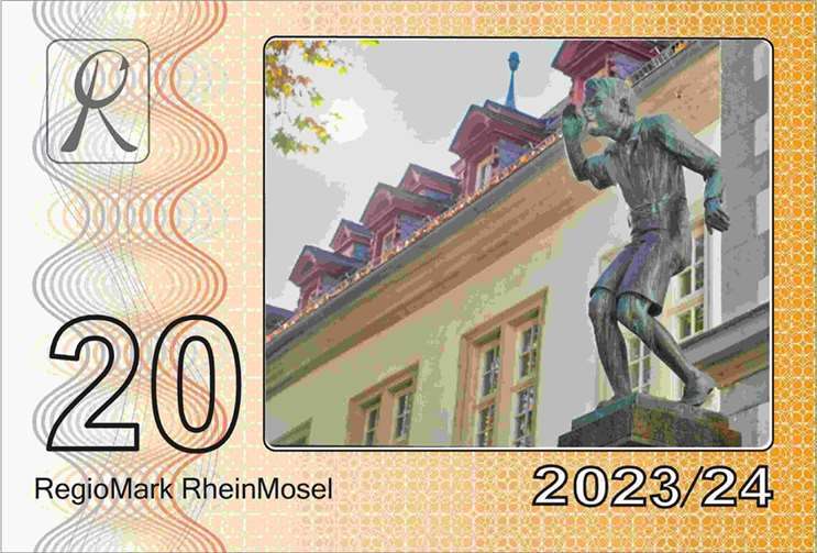 Der neue 20er Schein mit dem Schängel.  Quelle: Regioverein Koblenz
