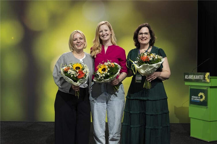Der neue Landesvorstand von Bündnis 90/ Die Grünen Rheinland-Pfalz: v.l.n.r Carolin Cloos (Worms), Christin Sauer (Mainz) und Rebecca Stallbaumer (Mayen-Koblenz).