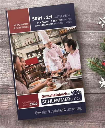 Genussmomente mit dem „Gutscheinbuch.de Der neue Schlemmerblock für Ahrweiler/Euskirchen & Umgebung ist erschienen. Foto: Gutscheinbuch.de