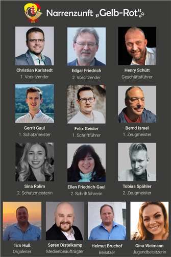 Der neue Vorstand: Alte Hasen und junge Aktive.Quelle: Narrenzunft „Gelb-Rot“