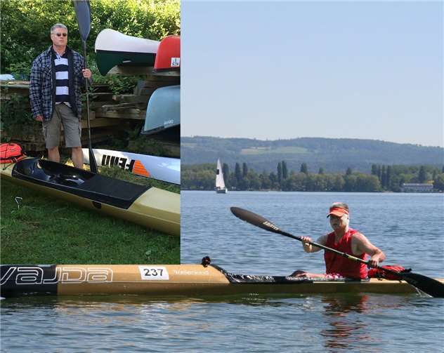 Der siegreiche Altersklasse-Kanute, Klaus Rämer, beim Bodensee-Kanu-Marathon. Foto: privat