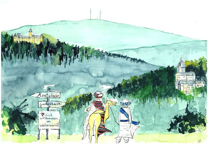 Der verzweifelte Sultan macht Urlaub im Westerwald, um eine Lösung für sein Problem zu finden.Bild: Marion Hoffmann