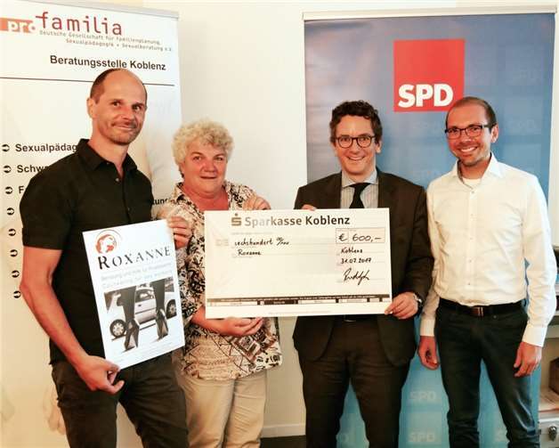 Der von der pro familia Koblenz getragene Verein "Roxanne" erhielt eine Spendensumme von 600 Euro.privat