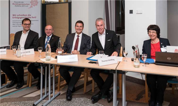 Der zweite Teil des Vorstands (von links): Dr. Lukas Karrenbrock, Roland König, Matthias Nester, Thomas Schilling und Anna Maria Schuster.BUGA-Freunde Koblenz/Reinhard Schuette