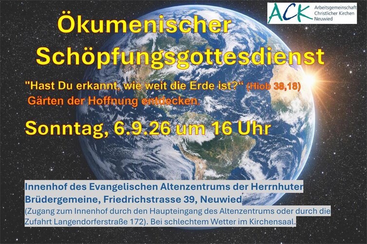 Die ACK Neuwied lädt ein zum Schöpfunggottesdienst