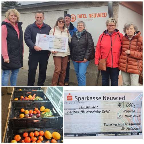 Die Abteilung Damen-Gymnastik des SV Melsbach 1919 e.V. überreichte der Neuwieder Tafel einen Spendenscheck in Höhe von 600 Euro. Foto: privat