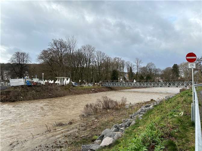 Die Ahr in Bad Neuenahr Anfang Januar 2024. Foto: ROB