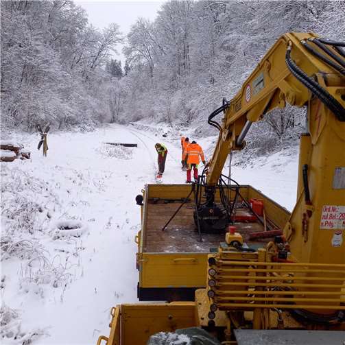 Die Aktiven der Brexbachtalbahn schreckten nicht vor Schnee und Eis zurück.  Foto: privat