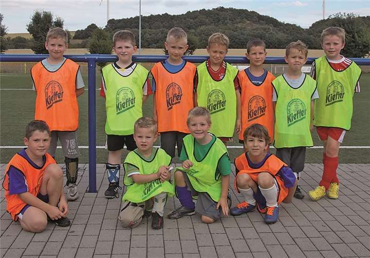 Die Alzheimer F-Jugend freut sich über das neue Trainingsmaterial.  Privat