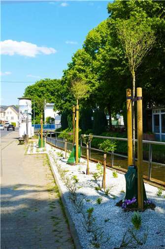 Die Anlage wurde durch Blumenrabatte mit Rosenumrandung komplettiert.  Foto: Wilfried Haas