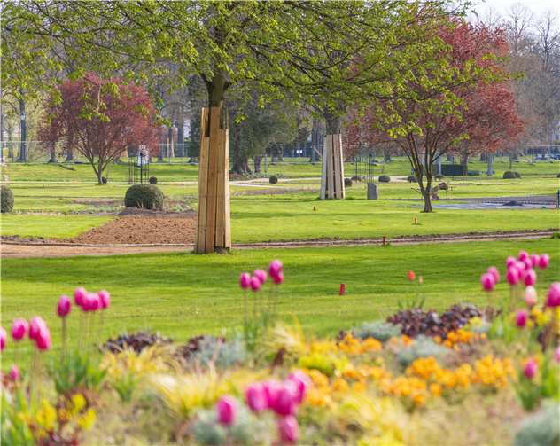 Die Arbeiten im Dahliengarten stehen unmittelbar vor dem Abschluss. Quelle: Landesgartenschau gGmbH