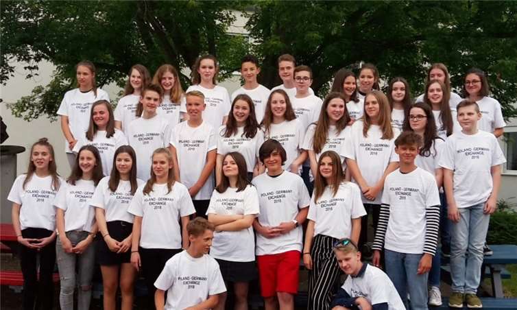 Die Austauschschüler wurden mit deutsch-polnischen T-Shirts begrüßt.privat