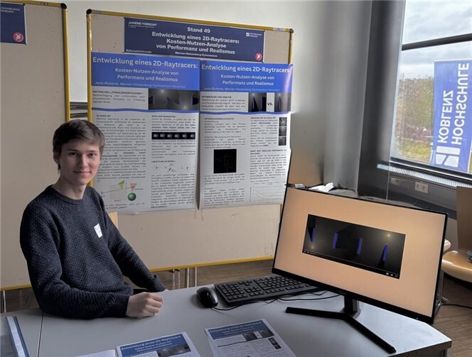 Die Auszeichnung der Jury lautete, er habe mit seiner Entwicklung eines 2D-Raytracers "auf beeindruckende Weise wissenschaftliche Neugier, außergewöhnliche Fachkenntnis und echten Forschergeist beweisen. Dafür hat er systematisch eine Messmethodik erstellt und mögliche Optimierungen erforscht und sauber dokumentiert.“  Foto: privat